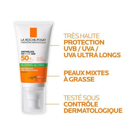 Anthelios UVMune 400 Gel - Crème Oil Control SPF 50+ La Roche Posay - Clean Girl Skin