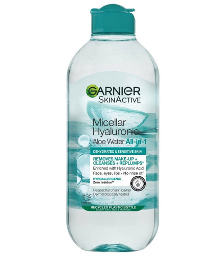 Eau micellaire hyaluronique à l'aloe Cleanse and Replump Garnier 400 ml - Clean Girl Skin